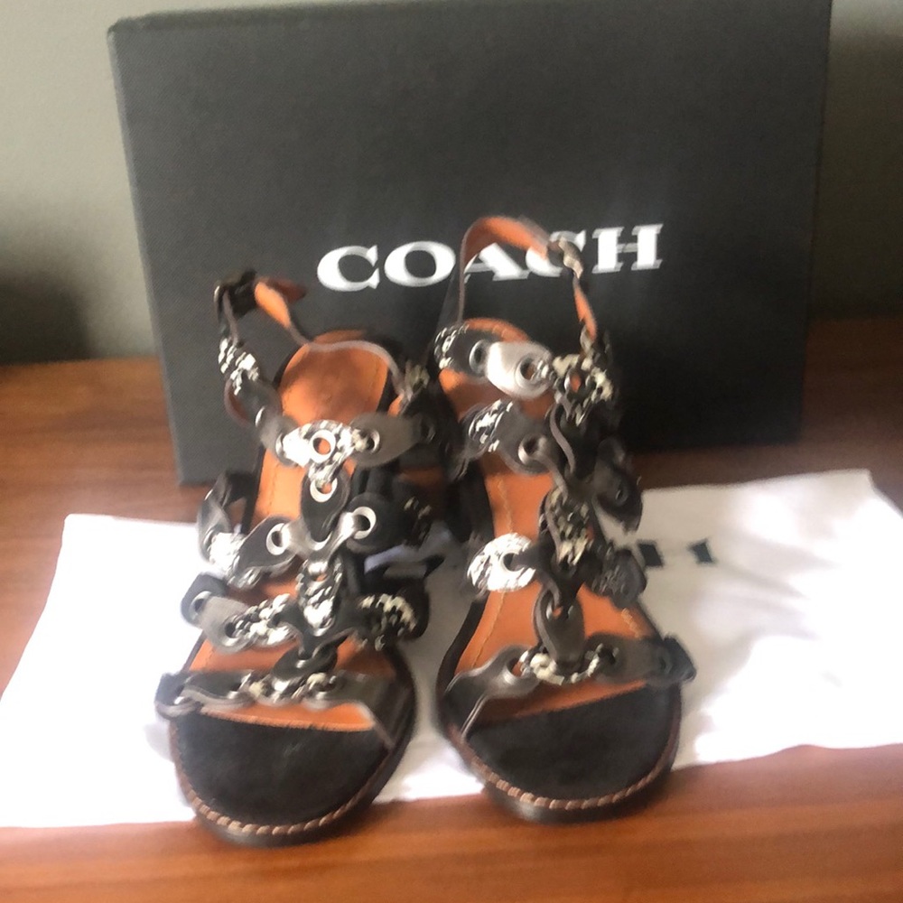 Coach sandals with 3” block heel